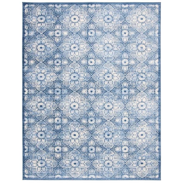 SAFAVIEH Brentwood Navy/Cream 8 ft. x 10 ft. Floral Area Rug