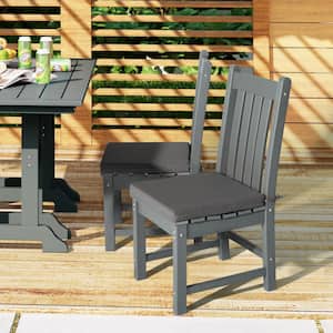 FadingFree (Set of 4) Outdoor Dining Square Patio Chair Seat Cushions with Ties, 16.5 in. x 15.5 in. x 1.5 in., Grey