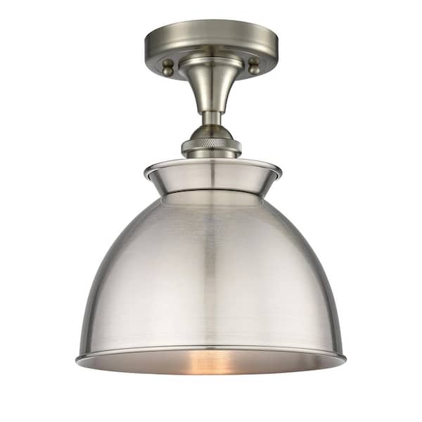 Innovations Adirondack 8.5 in. 1-Light Brushed Satin Nickel Industrial Semi-Flush Mount