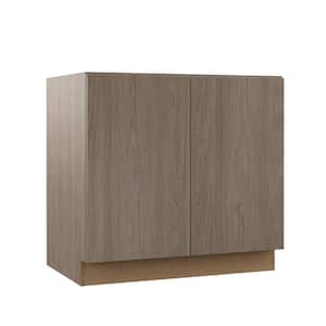Designer Series Edgeley Assembled 36x34.5x23.75 in. Full Height Door Base Kitchen Cabinet in Driftwood