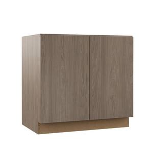Designer Series Edgeley Assembled 36x34.5x21 in. Full Door Height Bathroom Vanity Base Cabinet in Driftwood