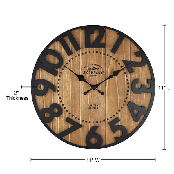 FirsTime & Co. Black Langton Wall Clock, Farmhouse, Wood, 11 x 2 x