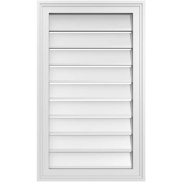 Ekena Millwork 18" x 30" Vertical Surface Mount PVC Gable Vent: Functional with Brickmould Frame