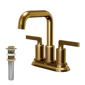 Gillingham Centerset 2-Handle Two Hole Bathroom Faucet with Matching Pop-up Drain in Gold