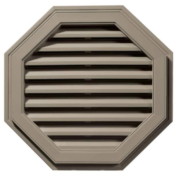Builders Edge 27 in. x 27 in. Octagon Brown/Tan Plastic UV Resistant Gable Louver Vent
