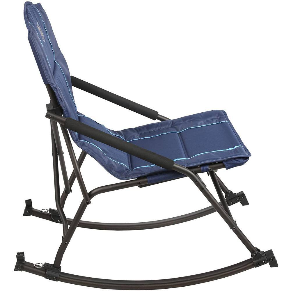 Blue Folding Rocking Chair with Hard Armrests