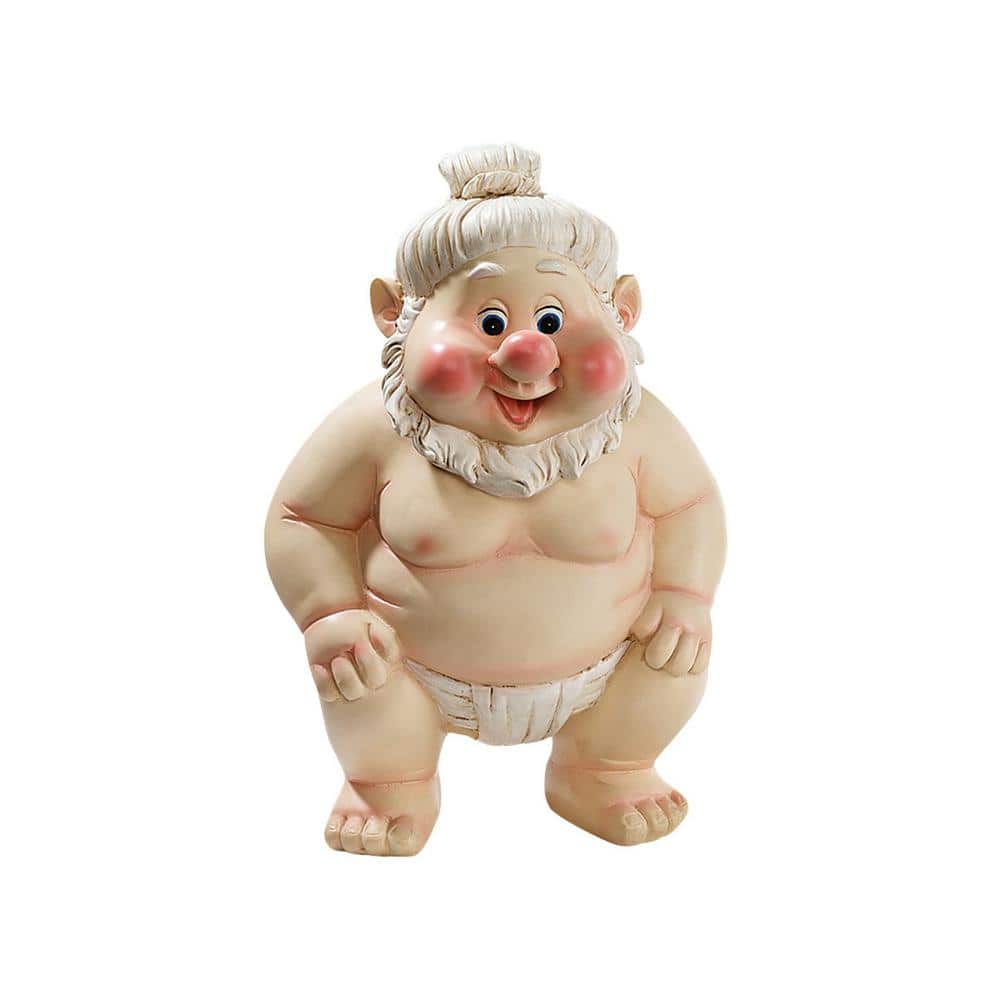 10" Beige Resin Sumo Gnome Garden Statue