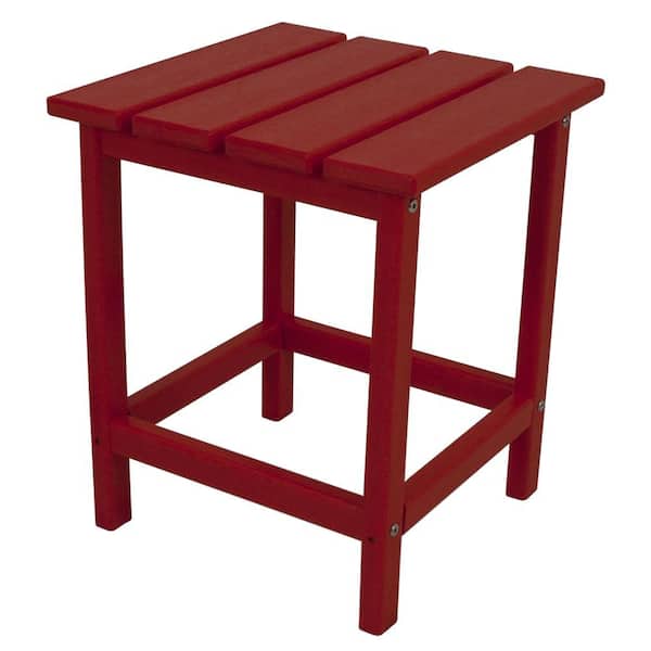 POLYWOOD Long Island 18 in. Sunset Red Patio Side Table
