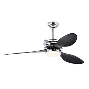 52 in. Smart Indoor Chrome Modern Ceiling Fan with Integrated LED with Remote Control
