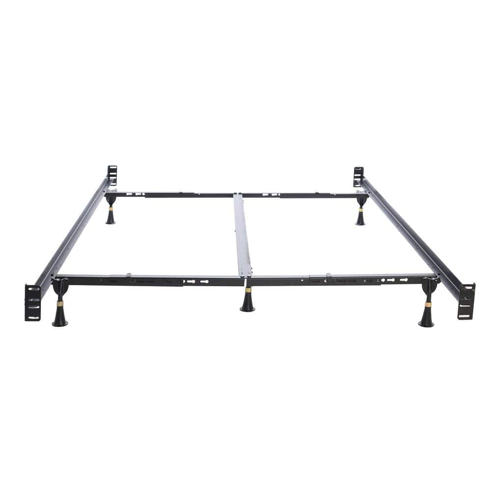 King Upholstered Metal Frame Bed with Headboard