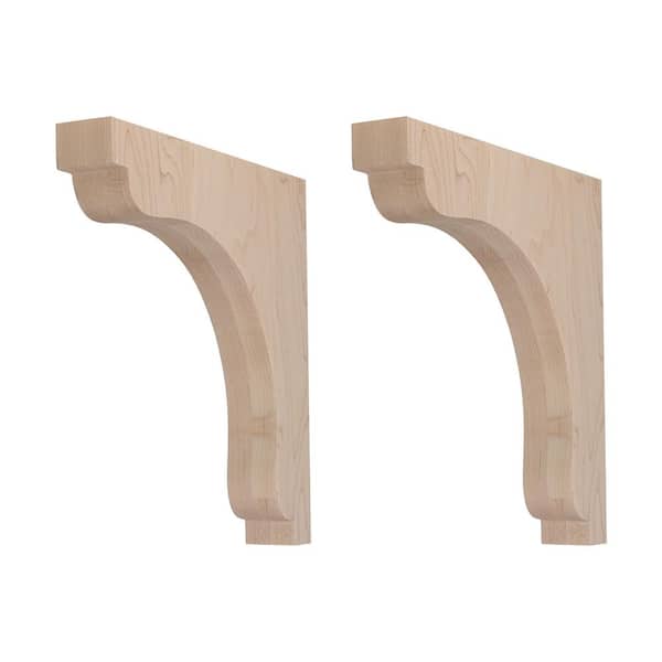 American Pro Decor 1-1/2 in. x 10 in. x 10 in. Unfinish North American Hard Maple Wood Traditional Plain Corbel (2-Pack)