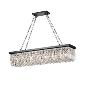 8-Light Black and Brown Chandelier Contemporary