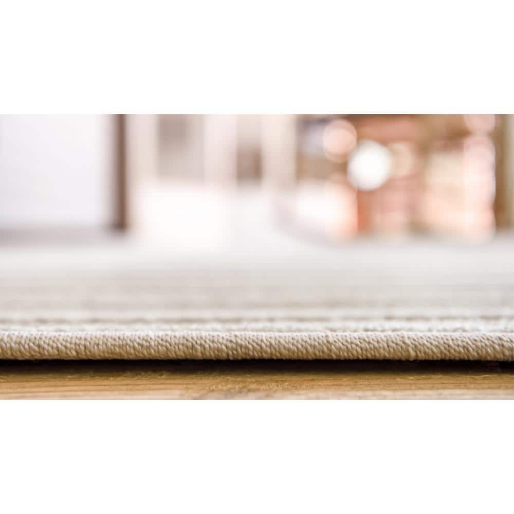 Beige and Ivory Synthetic Outdoor Runner Rug