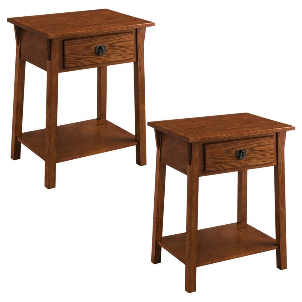 Leick Home Mission End Table with Drawer, Made with Solid Wood, Side ...