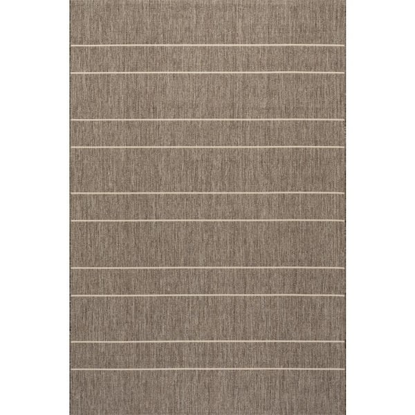Venetian Pinstripes Light Grey 10 ft. x 14 ft. Outdoor Area Rug
