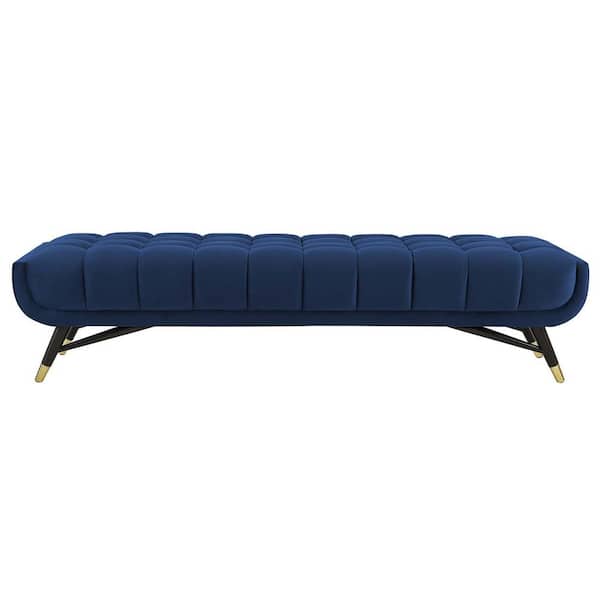 MODWAY Adept Midnight Blue pholstered Velvet Bench