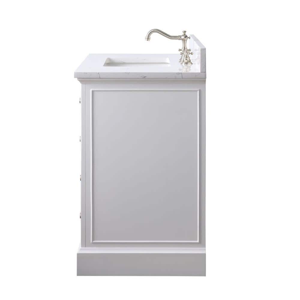 Thompson 36" White Freestanding Bathroom Vanity with Carrara Countertop