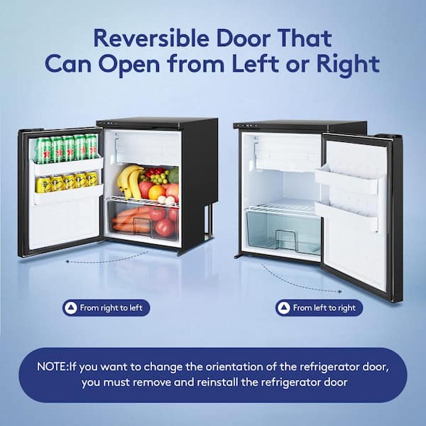 2.3 cu. ft. 65L RV Fridge Freezer, Car Refrigerator with Lock, (4℉-46℉) Refrigerator 12/24V DC for Truck, RV in Black