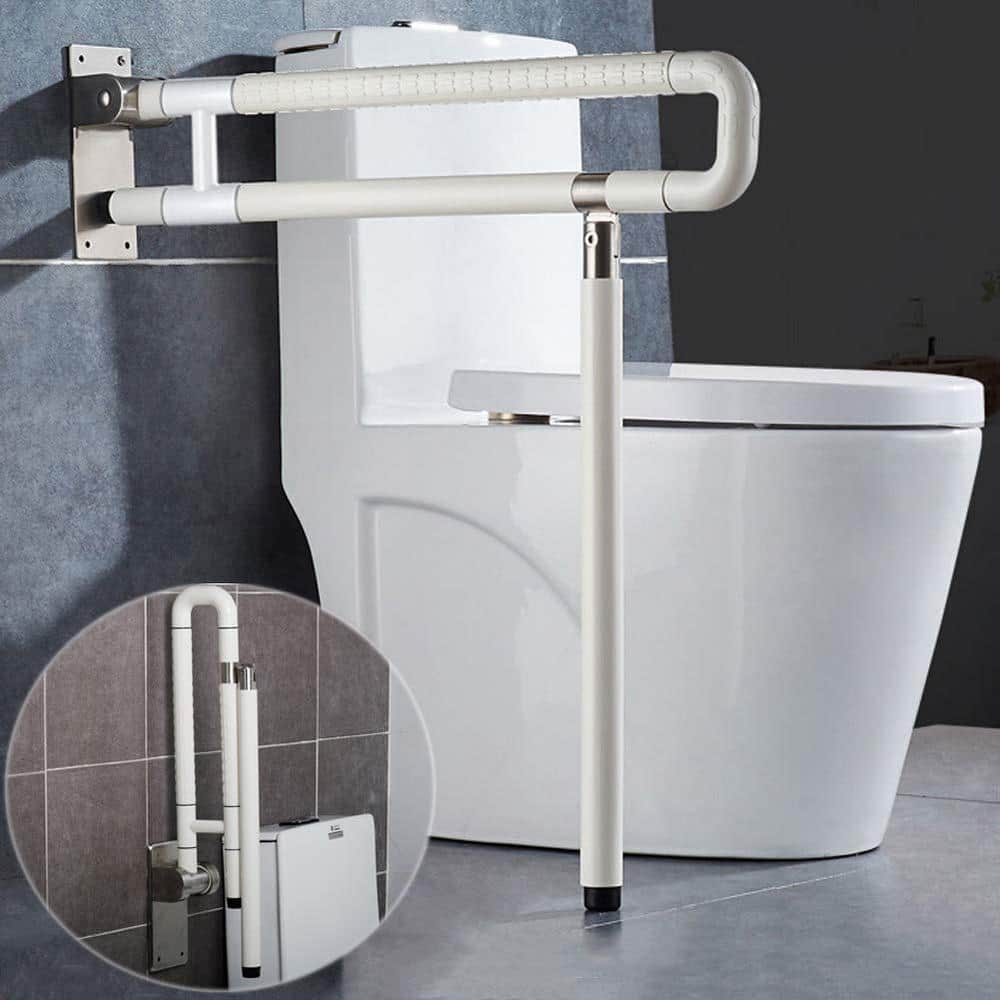 Toilet Grab Bar Handles, Anti Slip Flip-Up Grab Arm Hand Grips Safety Handr