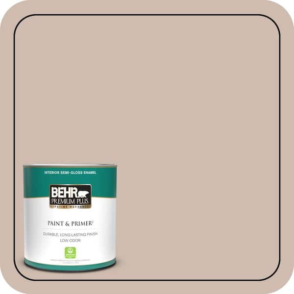 BEHR PREMIUM PLUS 1 qt. #N190-3 Windrift Beige Semi-Gloss Enamel Low Odor Interior Paint & Primer