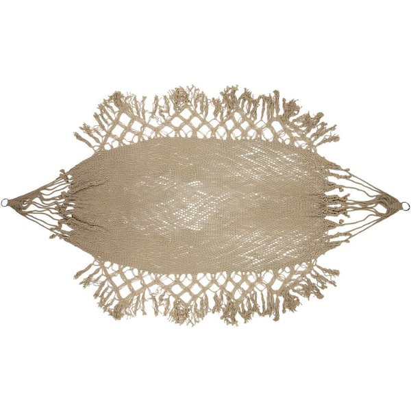 Northlight 78 in. x 31 in. Brown Macrame Hammock Bed with Patterned Tassels