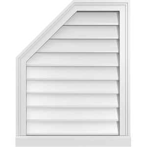 22 in. x 28 in. Octagonal Surface Mount PVC Gable Vent: Decorative with Brickmould Sill Frame