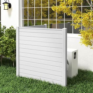 Outdoor 49 in. PVC Garden Fence Privacy Panels with Metal Ground Stakes White
