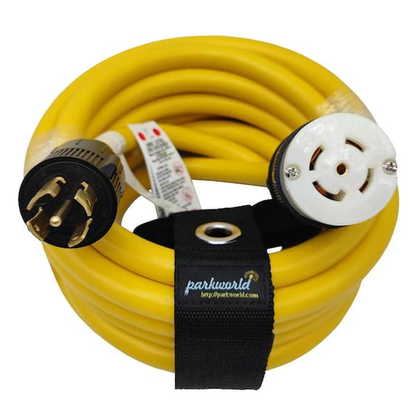 parkworld 25 ft. 10/5 30 Amp 120/208V 5-Prong Indoor/Outdoor NEMA L21-30 Extension Cord (L21-30P to L21-30R), Yellow