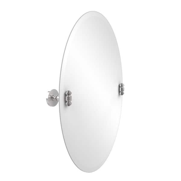 Allied Brass South Beach Collection 21 in. x 29 in. Frameless Oval Single Tilt Mirror with Beveled Edge in Polished Chrome