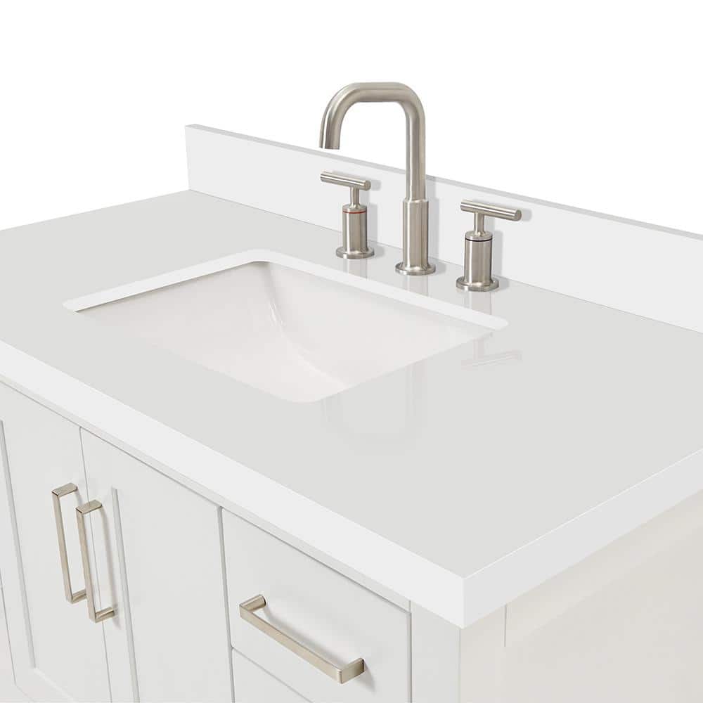 Magnolia White Solid Wood Freestanding Bath Vanity with Quartz Top