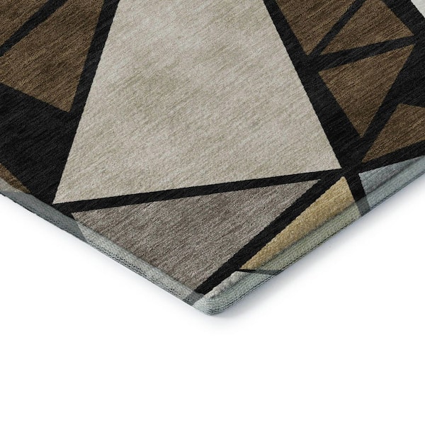 Mayfield Premium Machine Washable Abstract AMF1039 Brown 9 ft. x 12 ft. Area Rug