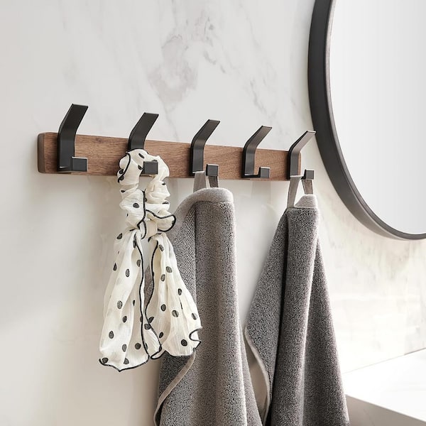 Angel Sar Walnut Wall Mount Coat Rack, Aluminum Towel