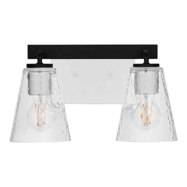 Home Decorators Collection Westbrook 2-Light Matte Black Modern Bathroom Vanity Light with Chrome Accents