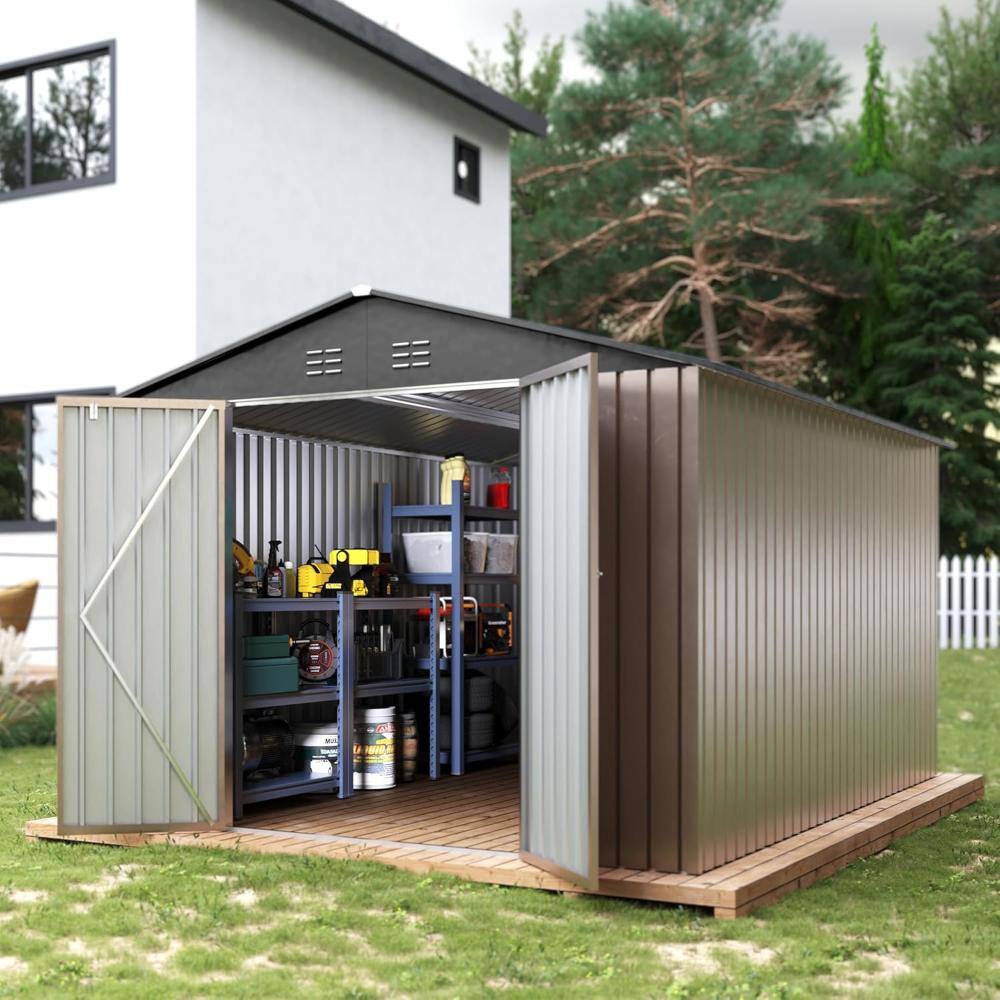 8x12 Ft Brown Galvanized Steel Waterproof Outdoor Garden Shed Lockable price history on PriceWatchPro