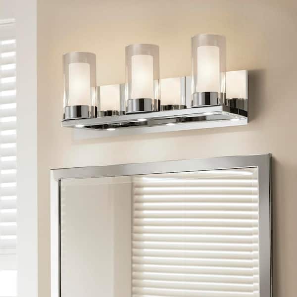 Samantha 19.5 in. 3-Light Chrome LED Bathroom Vanity Light