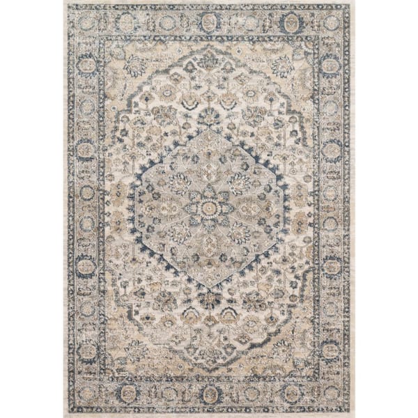 Loloi Teagan Natural/Lt. Grey 6 ft. 7 in. x 9 ft. 2 in. Traditional Area Rug