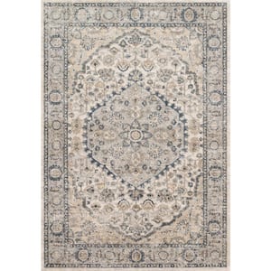Teagan Natural/Lt. Grey 6 ft. 7 in. x 9 ft. 2 in. Traditional Area Rug