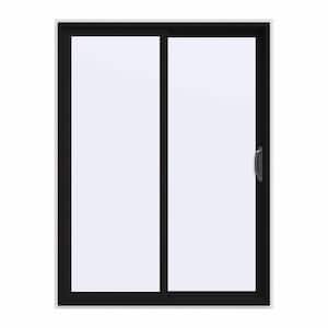 60 in. x 80 in. V-4500 Contemporary Black FiniShield Vinyl Right-Hand Full Lite Sliding Patio Door w/White Interior