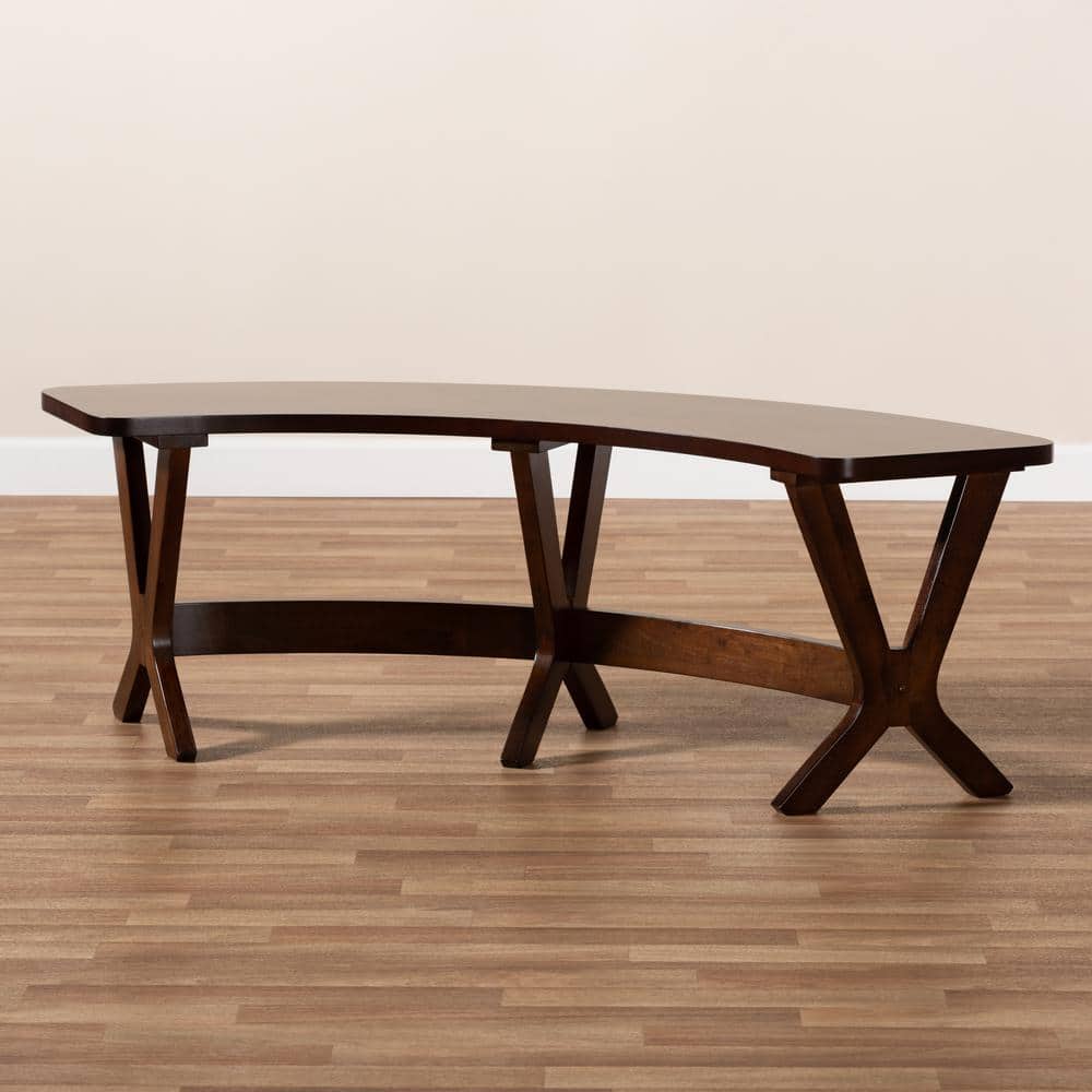 Berlin Mid-Century Walnut Curved Dining Bench with Angled Legs
