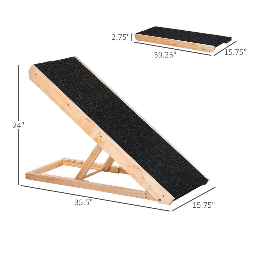 Adjustable Pine Pet Ramp with Non-Slip Surface