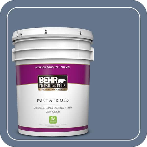 BEHR PREMIUM PLUS 5 gal. #BXC-75 Saltbox Blue Eggshell Enamel Low Odor Interior Paint & Primer