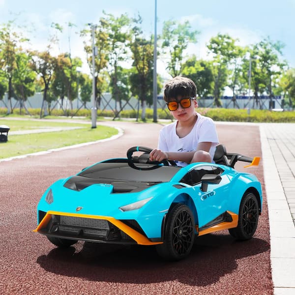 Tobbi 12V Licensed Lamborghini Sto Kids Electric Ride On Car, Battery Powered Toy Car with Remote Control, Blue