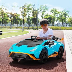 12-Volt Licensed Lamborghini Kids Ride On Car With Remote Control Electric Kids Drift Car in Blue