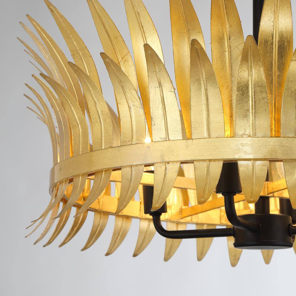 True Gold and Matte Black 4-Light Semi-Flush Mount Ceiling Fixture