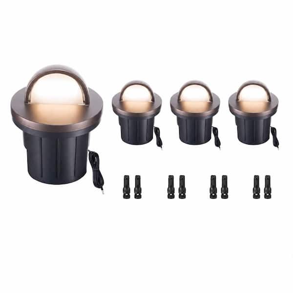 12V LED In-Ground Well Lights, 5 CCT Selectable, 6W 420 Lumens, IP67 Aluminum ORB, Outdoor 4-Pack