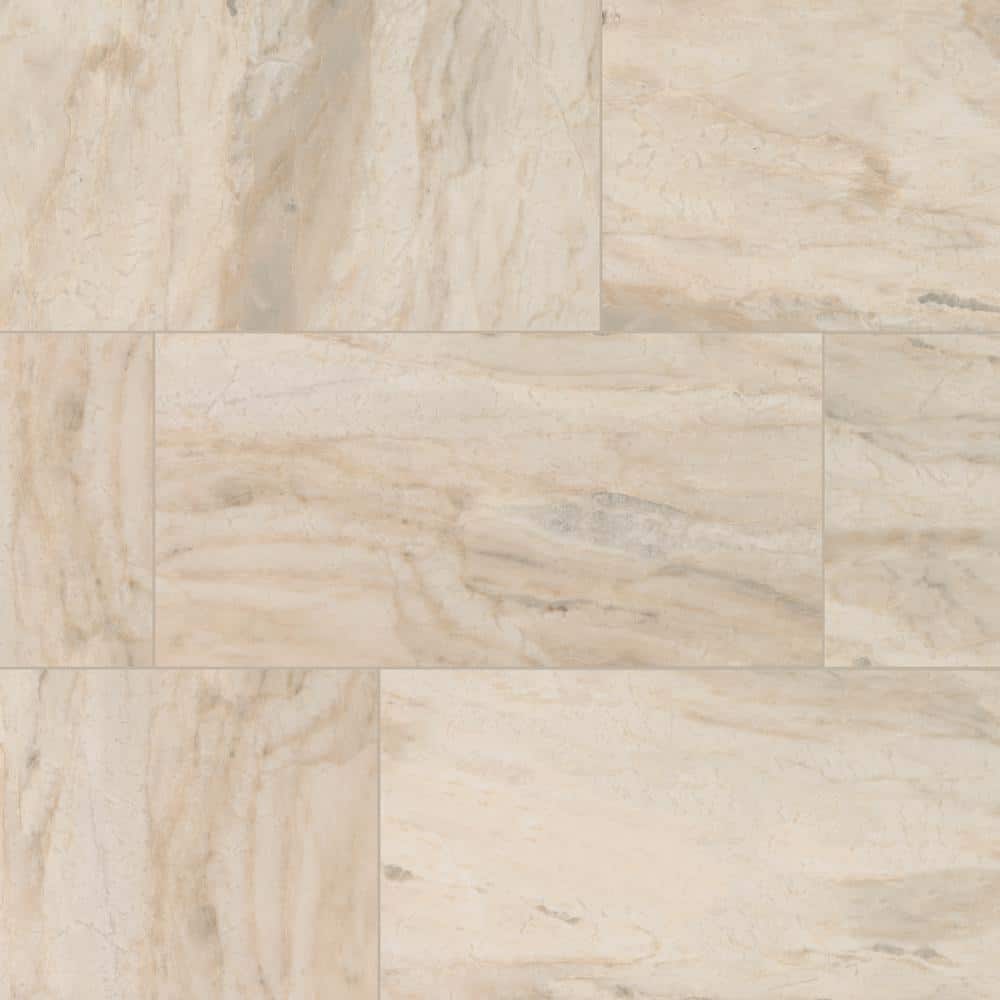 Daltile St. Clamont Ivory Marble 15 in. x 30 in. Glazed Porcelain Floor ...