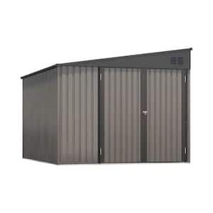 AECOJOY 8 ft. W x 10 ft. D Outdoor Metal Lean to Shed Garden