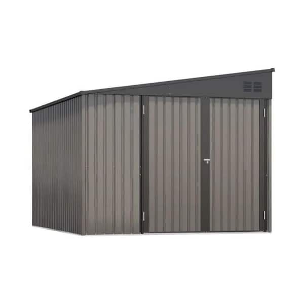 AECOJOY 8 ft. W x 10 ft. D Outdoor Metal Lean to Shed Garden