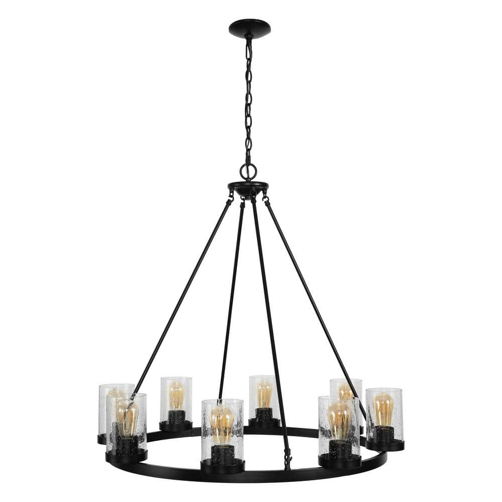 Pablo Ring 33.5" Oil-Rubbed Bronze & Seeded Glass LED Chandelier