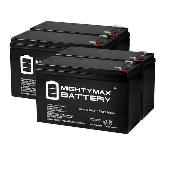 MIGHTY MAX BATTERY 12V 8Ah Replacement Battery compatible with APC Back-UPS ES 750 UPS - 4 Pack